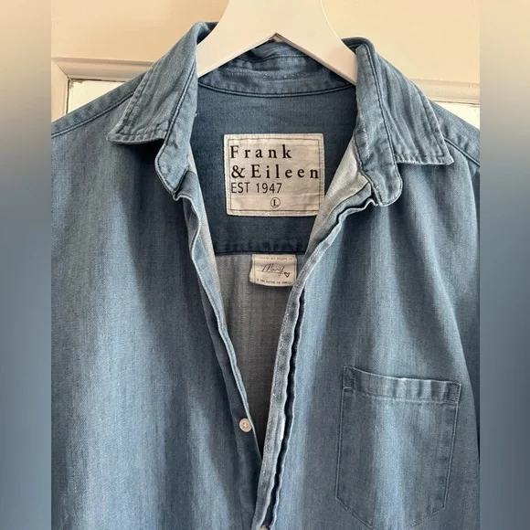 Frank & Eileen Mary shirt dress in vintage stonewashed indigo denim. Size Large. - Picture 3 of 10